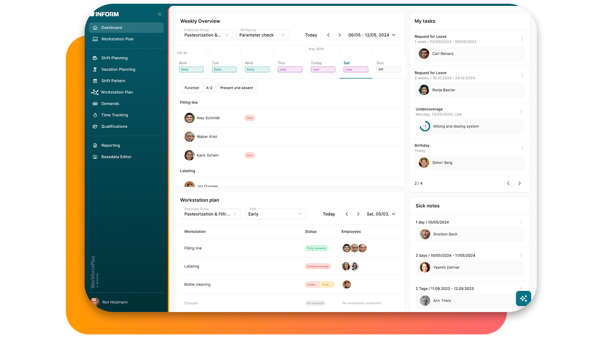 WorkforcePlus Production intuitive dashboard